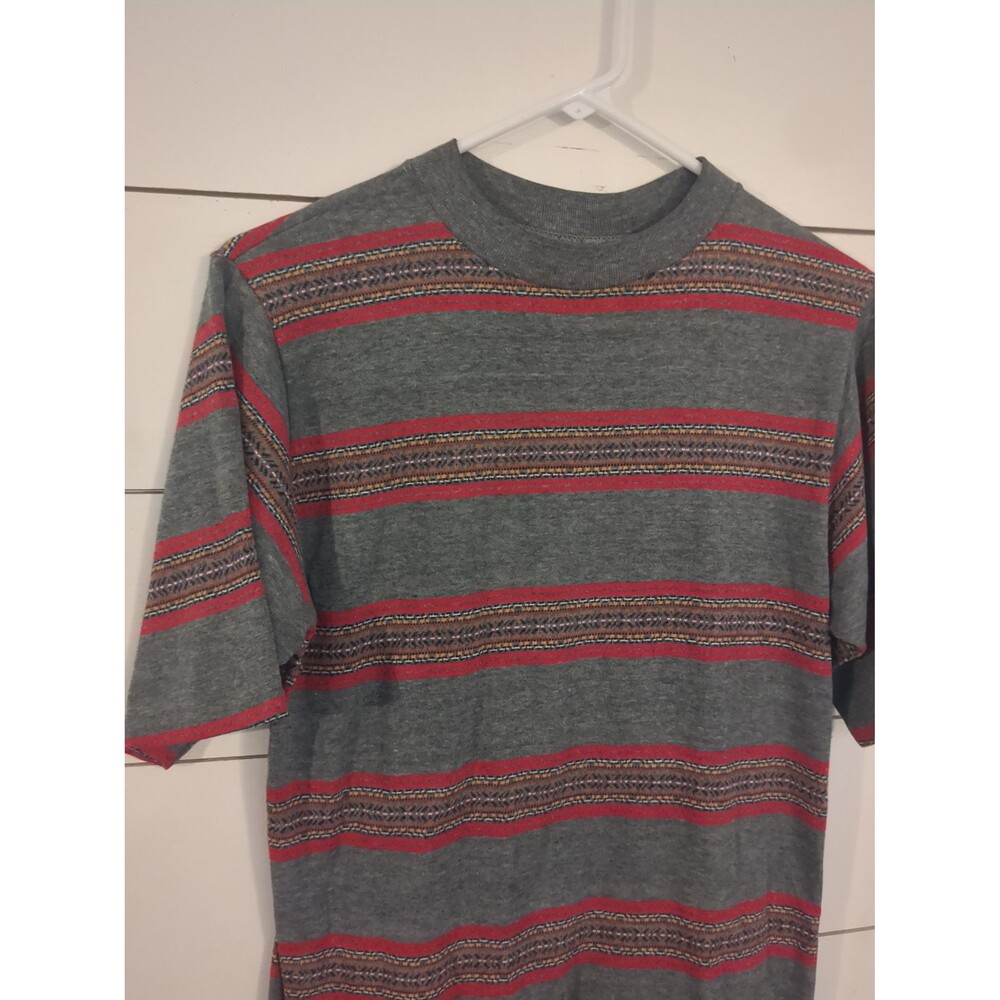 Vintage fire & Rain by Jantzen S striped t-shirt retro 1970s gray red